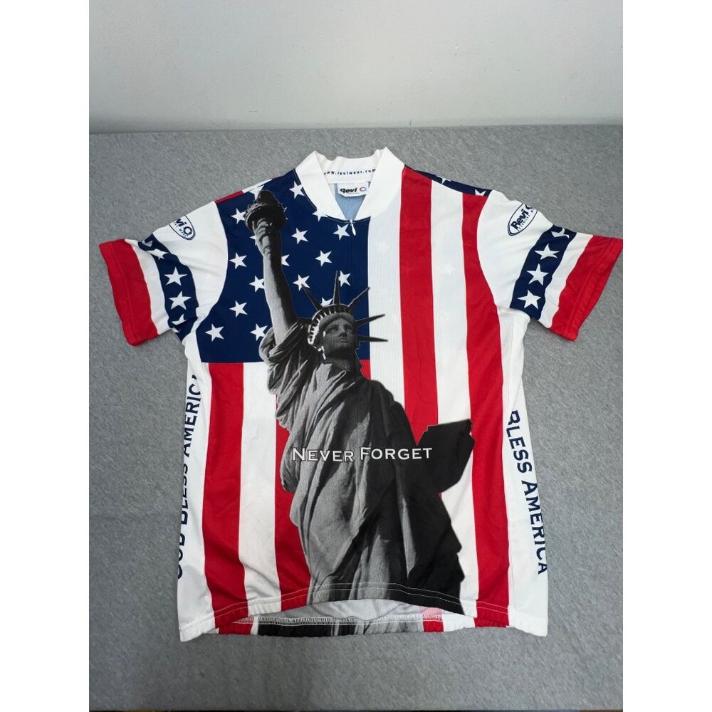 Revi Cycling Jersey XL Statue Of Liberty Patriotic American Flag‎ Never Forget